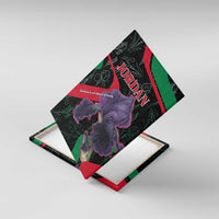 Jordan Black Iris Canvas Wall Art with Flag Colors and Cultural Quote