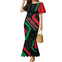 Jordan Black Iris Family Matching Mermaid Dress and Hawaiian Shirt with Flag Colors and Cultural Quote