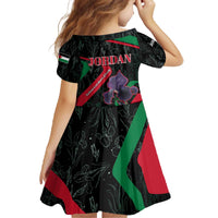 Jordan Black Iris Family Matching Off The Shoulder Long Sleeve Dress and Hawaiian Shirt with Flag Colors and Cultural Quote