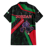 Jordan Black Iris Family Matching Off The Shoulder Long Sleeve Dress and Hawaiian Shirt with Flag Colors and Cultural Quote
