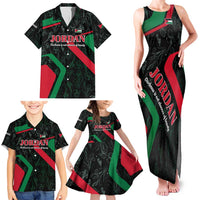 Jordan Black Iris Family Matching Tank Maxi Dress and Hawaiian Shirt with Flag Colors and Cultural Quote