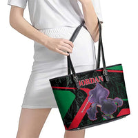Jordan Black Iris Leather Tote Bag with Flag Colors and Cultural Quote