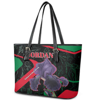 Jordan Black Iris Leather Tote Bag with Flag Colors and Cultural Quote