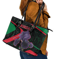 Jordan Black Iris Leather Tote Bag with Flag Colors and Cultural Quote