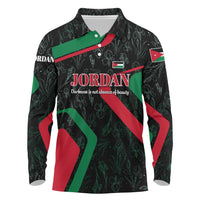 Jordan Black Iris Long Sleeve Polo Shirt with Flag Colors and Cultural Quote