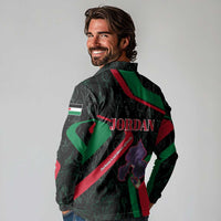 Jordan Black Iris Long Sleeve Polo Shirt with Flag Colors and Cultural Quote