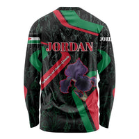 Jordan Black Iris Long Sleeve Shirt with Flag Colors and Cultural Quote