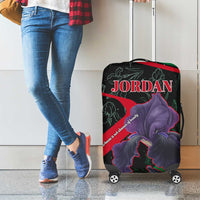 Jordan Black Iris Luggage Cover with Flag Colors and Cultural Quote