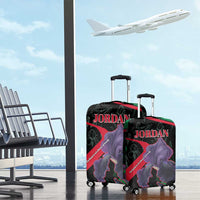 Jordan Black Iris Luggage Cover with Flag Colors and Cultural Quote
