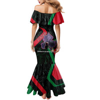 Jordan Black Iris Mermaid Dress with Flag Colors and Cultural Quote