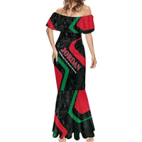 Jordan Black Iris Mermaid Dress with Flag Colors and Cultural Quote