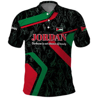 Jordan Black Iris Polo Shirt with Flag Colors and Cultural Quote