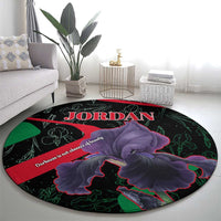 Jordan Black Iris Round Carpet with Flag Colors and Cultural Quote