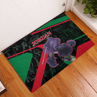 Jordan Black Iris Rubber Doormat with Flag Colors and Cultural Quote
