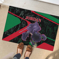 Jordan Black Iris Rubber Doormat with Flag Colors and Cultural Quote