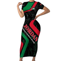 Jordan Black Iris Short Sleeve Bodycon Dress with Flag Colors and Cultural Quote