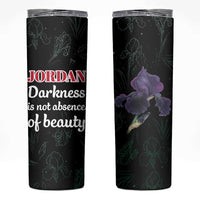 Jordan Black Iris Skinny Tumbler with Flag Colors and Cultural Quote