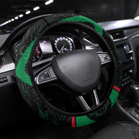 Jordan Black Iris Steering Wheel Cover with Flag Colors and Cultural Quote