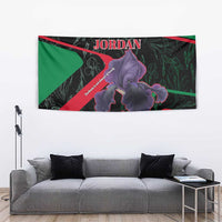 Jordan Black Iris Tapestry with Flag Colors and Cultural Quote