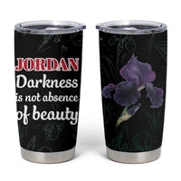 Jordan Black Iris Tumbler Cup with Flag Colors and Cultural Quote