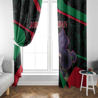 Jordan Black Iris Window Curtain with Flag Colors and Cultural Quote