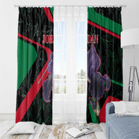 Jordan Black Iris Window Curtain with Flag Colors and Cultural Quote