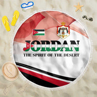 Jordan Emblem Beach Blanket with Flag Colors and Desert Spirit Quote
