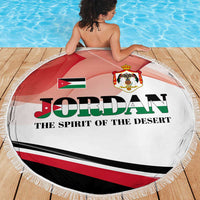 Jordan Emblem Beach Blanket with Flag Colors and Desert Spirit Quote