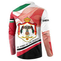 Jordan Emblem Button Sweatshirt with Flag Colors and Desert Spirit Quote