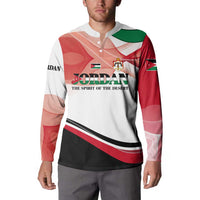 Jordan Emblem Button Sweatshirt with Flag Colors and Desert Spirit Quote