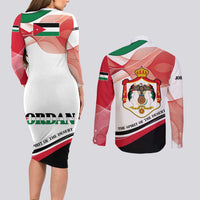 Jordan Emblem Couples Matching Long Sleeve Bodycon Dress and Long Sleeve Button Shirt with Flag Colors and Desert Spirit Quote