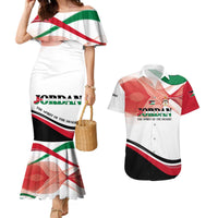 Jordan Emblem Couples Matching Mermaid Dress and Hawaiian Shirt with Flag Colors and Desert Spirit Quote