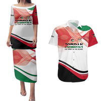 Jordan Emblem Couples Matching Puletasi and Hawaiian Shirt with Flag Colors and Desert Spirit Quote