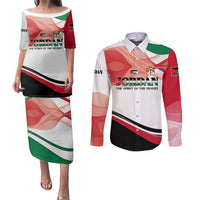 Jordan Emblem Couples Matching Puletasi and Long Sleeve Button Shirt with Flag Colors and Desert Spirit Quote