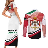 Jordan Emblem Couples Matching Short Sleeve Bodycon Dress and Long Sleeve Button Shirt with Flag Colors and Desert Spirit Quote