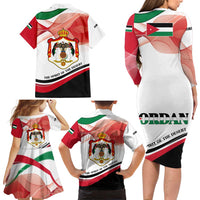 Jordan Emblem Family Matching Long Sleeve Bodycon Dress and Hawaiian Shirt with Flag Colors and Desert Spirit Quote