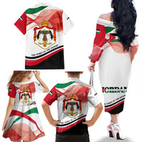 Jordan Emblem Family Matching Off The Shoulder Long Sleeve Dress and Hawaiian Shirt with Flag Colors and Desert Spirit Quote