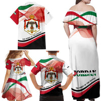 Jordan Emblem Family Matching Off Shoulder Maxi Dress and Hawaiian Shirt with Flag Colors and Desert Spirit Quote