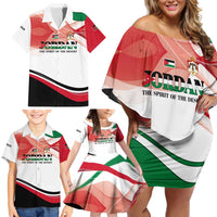 Jordan Emblem Family Matching Off Shoulder Short Dress and Hawaiian Shirt with Flag Colors and Desert Spirit Quote