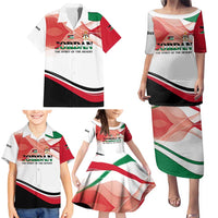 Jordan Emblem Family Matching Puletasi and Hawaiian Shirt with Flag Colors and Desert Spirit Quote