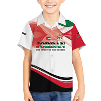 Jordan Emblem Family Matching Short Sleeve Bodycon Dress and Hawaiian Shirt with Flag Colors and Desert Spirit Quote