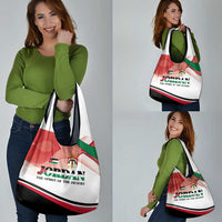Jordan Emblem Grocery Bag with Flag Colors and Desert Spirit Quote