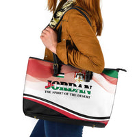 Jordan Emblem Leather Tote Bag with Flag Colors and Desert Spirit Quote