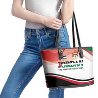 Jordan Emblem Leather Tote Bag with Flag Colors and Desert Spirit Quote