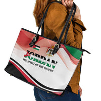 Jordan Emblem Leather Tote Bag with Flag Colors and Desert Spirit Quote