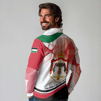 Jordan Emblem Long Sleeve Polo Shirt with Flag Colors and Desert Spirit Quote