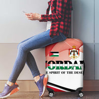 Jordan Emblem Luggage Cover with Flag Colors and Desert Spirit Quote
