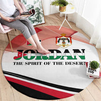 Jordan Emblem Round Carpet with Flag Colors and Desert Spirit Quote