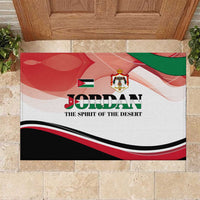 Jordan Emblem Rubber Doormat with Flag Colors and Desert Spirit Quote