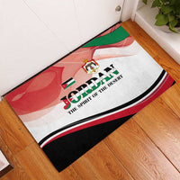 Jordan Emblem Rubber Doormat with Flag Colors and Desert Spirit Quote